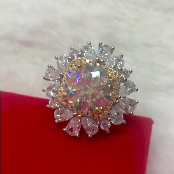 Moissanite 5ct Cocktail Ring Sterling Silver